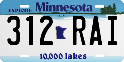 MN license plate 312RAI