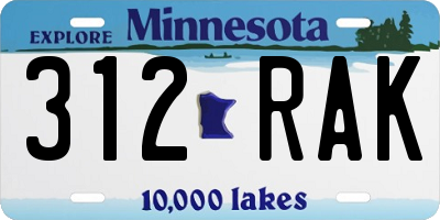 MN license plate 312RAK