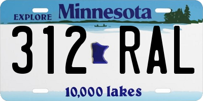 MN license plate 312RAL