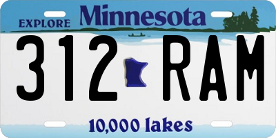 MN license plate 312RAM
