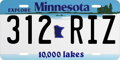 MN license plate 312RIZ