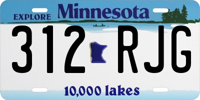 MN license plate 312RJG