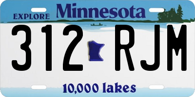 MN license plate 312RJM