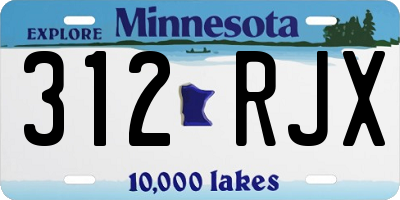 MN license plate 312RJX