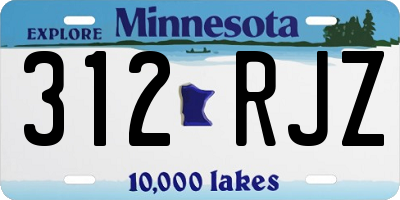 MN license plate 312RJZ