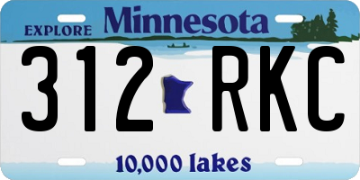 MN license plate 312RKC
