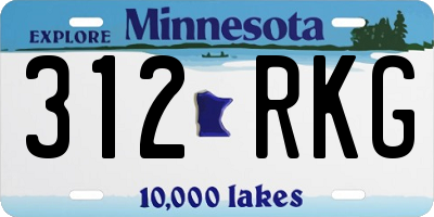 MN license plate 312RKG