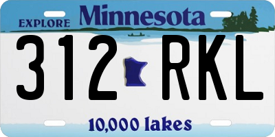 MN license plate 312RKL