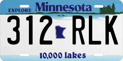 MN license plate 312RLK