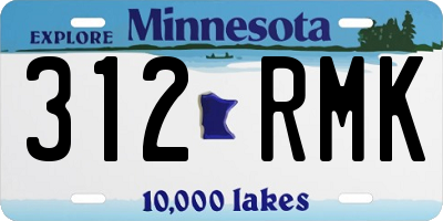 MN license plate 312RMK