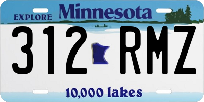 MN license plate 312RMZ
