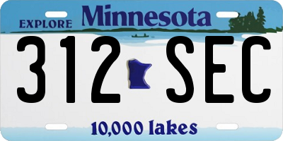 MN license plate 312SEC