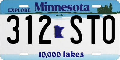 MN license plate 312STO