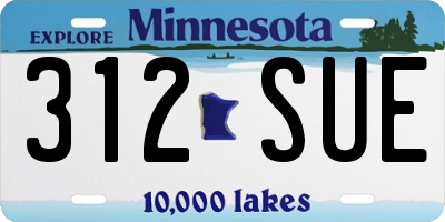 MN license plate 312SUE
