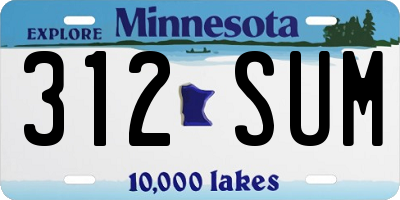 MN license plate 312SUM