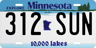 MN license plate 312SUN