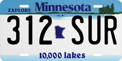 MN license plate 312SUR