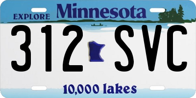 MN license plate 312SVC