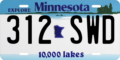 MN license plate 312SWD