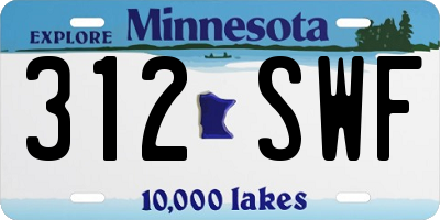MN license plate 312SWF