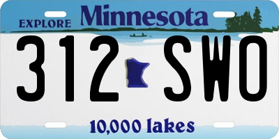 MN license plate 312SWO