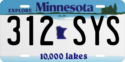 MN license plate 312SYS