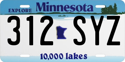 MN license plate 312SYZ