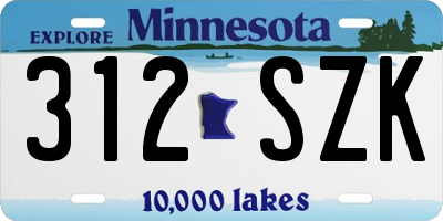 MN license plate 312SZK