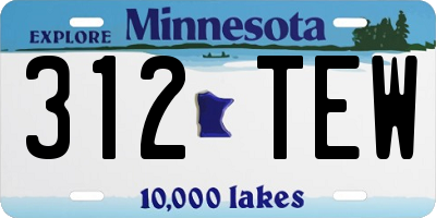 MN license plate 312TEW