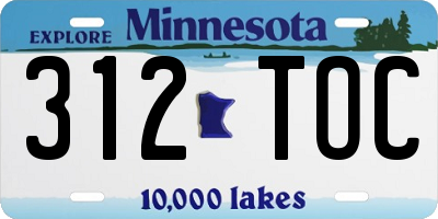 MN license plate 312TOC
