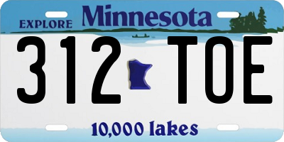 MN license plate 312TOE