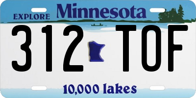 MN license plate 312TOF