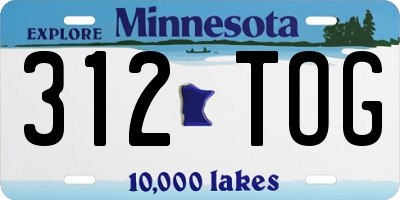 MN license plate 312TOG