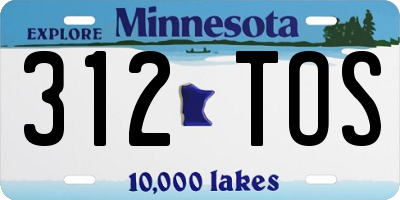 MN license plate 312TOS