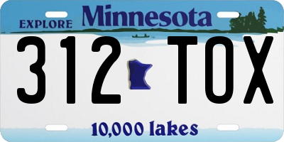 MN license plate 312TOX