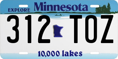 MN license plate 312TOZ