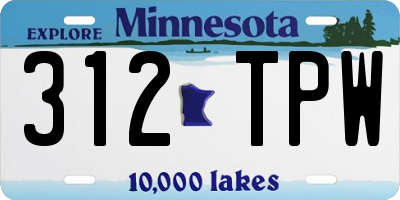 MN license plate 312TPW