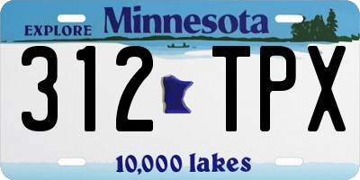 MN license plate 312TPX
