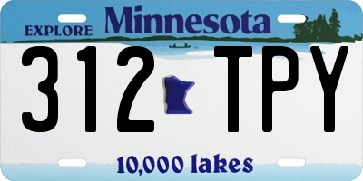 MN license plate 312TPY