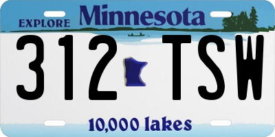 MN license plate 312TSW