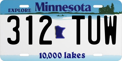 MN license plate 312TUW