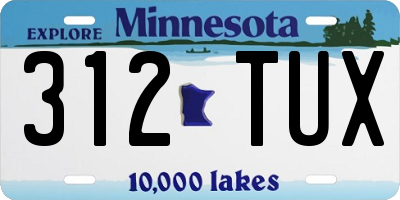 MN license plate 312TUX
