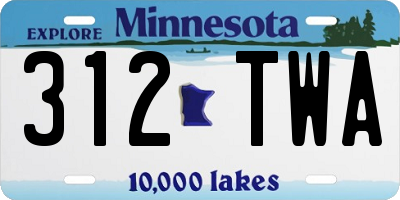 MN license plate 312TWA