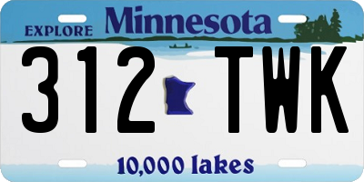 MN license plate 312TWK