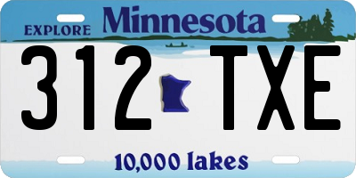 MN license plate 312TXE