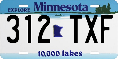 MN license plate 312TXF