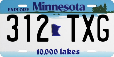 MN license plate 312TXG