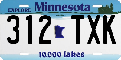 MN license plate 312TXK