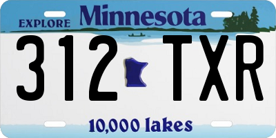 MN license plate 312TXR