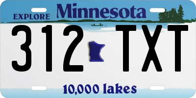 MN license plate 312TXT